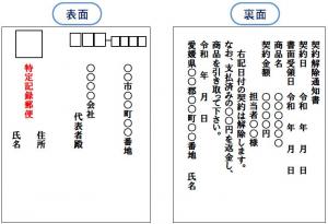 契約解除通知ハガキの例